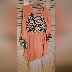 Melon and Print 1X blouse
